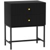 HOMCOM Bedside Table with 2 Drawers, Modern Bedside Cabinet with Storage and Metal Legs for Bedroom, Living Room, Black