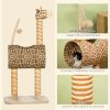 PawHut Cat Tree for Indoor Cats Cute Giraffe Kitten Play Tower w/ Scratching Posts, Tunnel, Toy Ball, 48.5 x 34.5 x 101cm - Beige