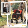 PawHut Dog Stroller Pet Pram Dog Pushchair Buggy with Adjustable Canopy for Medium and Large Breeds, Red