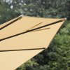 Outsunny 3(m) Patio Offset Parasol Roma Umbrella Cantilever Hanging Sun Shade Canopy Shelter Tilt 360 Rotation with Aluminium Frame Hand Crank Cross Base, Beige