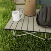 Outsunny Portable Camping Table, 3ft Lightweight Folding Aluminium Picnic Table with Roll Up Top, Carry Bag for Outdoor Camping, Picnic, Hiking, Cooking, BBQ, Fishing, Khaki