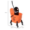 HOMCOM 26L Mop Bucket with Wringer, Mop Bucket on Wheels with Carry Handle, Mop Holder, Plastic Body for Household, Orange