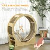 PawHut Cat Wheel for Indoor Cats, Cat Treadmill with Brake, Scratching Pads, Cat Exercise Wheel for Health - Oak Tone