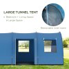 Outsunny 5-6 Man Tunnel Tent, Two Room Camping Tent with Floor, 2 Doors and Carry Bag, 2000mm Water Column for Fishing, Hiking, Sports, Festival, Blue