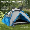 Outsunny Camping Tent, 3-4 Man Family Dome Tent, 2000mm Waterproof, with Carry Bag and Top Hook, for Fishing Hiking Festival, Quick Setup, Blue