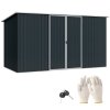 Outsunny 11 x 5.6ft Galvanised Steel Garden Shed, Metal Shed, Garden Storage Shed with Lockable Doors and Gloves for Outdoor Patio, Garden, Grey