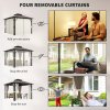 Outsunny 3 x 3(m) Hardtop Gazebo Canopy with UPF30+ Double Polycarbonate Roof, Aluminium Frame Garden Gazebo Permanent Pavilion with Mosquito Netting and Curtains for Patio, Deck, Beige