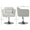 HOMCOM Swivel Linen Fabric Accent Chair for Living Room Contemporary Vanity Armchair with Adjustable Height Thick Cushion Lumbar Support Armrest for Bedroom Office Cream White