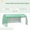 Outsunny 4 x 3 x 2 m Polytunnel Greenhouse with Roll-up Side Walls, Walk-in Grow House Tent with Steel Frame, Reinforced Cover, Zipped Door and 12 Mesh Windows for Garden, Green
