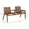 Outsunny 2-Seater Wooden Garden Bench, Antique Loveseat Chair with Table & Parasol Hole, Outdoor Bench for Porch, Patio, Carbonised Finish