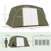 Outsunny 2 Room Camping Tent, Family Tent 4-8 Person with Large Mesh Windows, Easy Set Up for Backpacking Hiking Outdoor, Green