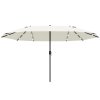 Outsunny 4.4m Double-Sided Sun Umbrella Garden Parasol Patio Sun Shade Outdoor with LED Solar Light, NO BASE INCLUDED, Cream White