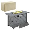 Outsunny Propane Gas Fire Pit Table, 50000BTU Smokeless Firepit Outdoor Patio Heater with Protective Cover, Lava Rocks and Lid, 107cm x 51cm x 63cm, Silver Grey