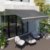 Outsunny 4x2.5m Retractable Manual Awning Window Door Sun Shade Canopy with Fittings and Crank Handle