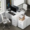 HOMCOM Computer Desk with Drawers, Dressing Table, High Gloss Home Office Writing Workstation, White