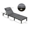 Outsunny Rattan Sun Lounger Set of 2, 5-Level Adjustable Garden Lounger Recliner with Cushion and Headrest, Outdoor Reclining Sunbed, Steel Frame Garden Chair for Patio, Beach, Terrace, Dark Grey