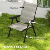 Outsunny Set of 2 Folding Chair, Garden Chair Set with Breathable Mesh Back and Seat, Outdoor Camping Chairs with Armrests, Steel Frame for Deck Balcony, Black and Grey