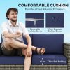 Outsunny Rattan Sofa, 2 Seater Garden Furniture with Soft Padded Cushion and Armrests, Wicker Garden Loveseat for Patio, Navy Blue