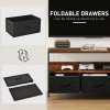 HOMCOM TV Stand Cabinet up to 55-inch, TV Unit with 3 Foldable Linen Drawers, Open Shelf for Living Room, Bedroom, Entertainment Room, Rustic Brown