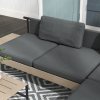 Outsunny 3 Pieces Garden Furniture Set, L Shaped 4 Seater Corner Sofa Set with Table and Cushions, HDPE, Outdoor Patio Sofa Set for Patio, Grey