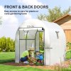 Outsunny 1.8 x 1.8 x 2m Polytunnel Greenhouse with Doors and Mesh Windows, Walk-in Grow House Tent with UV-resistant PE Cover and Steel Frame, White