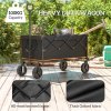 Outsunny 160L Festival Trolley on Wheels, Folding Camping Trolley Cart w/ Tailgate, 100kg Heavy Duty Garden Collapsible Folding Wagon w/Adjustable Handle, Carry Bag for Beach Picnic, Black and Orange