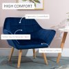 HOMCOM Modern Armchair, Accent Chair with Wide Arms, Slanted Back and Rubber Wood Legs for Living Room, Bedroom, Home Office, Blue