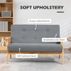 HOMCOM 2 Seater Sofa Modern Linen Fabric Upholstery Tufted Couch with Rubberwood Legs for Living Room and Kitchen