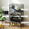 PawHut 5 Levels Rabbit Cage, Rolling Rat Cage with Slide Out 16cm Deep Tray, Non Slip Cloth Covered Ramps, Hammock, for Bunny, Pet Mink, Chinchillas, Squirrel, 88 x 48 x 150.5cm, Dark Grey