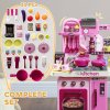 AIYAPLAY Kids Kitchen, Toy Kitchen, Toddler Pretend Play Kitchen with 33-Piece Accessories, Lights, Sounds, for Ages 3-6 Years, Pink