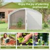 Outsunny 4 x 3 x 2m Polytunnel Greenhouse with Hinged Door, Walk-in Grow House Tent with UV-resistant PE Cover, Galvanised Steel Frame, Clamps, White