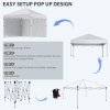 Outsunny 3 x 3 (M) Pop Up Gazebo, UPF 30+ with 2 Sidewalls, Leg Weight Bags and Wheeled Bag, Height Adjustable Party Tent Event Shelter for Garden, Patio, White