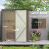Outsunny 5ft x 3ft Lean to Garden Shed, Metal Outdoor Storage Shed with Single Lockable Door, Tool Storage Shed for Garden, Patio, Brown