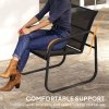Outsunny Garden Bistro Set, 3 Piece Metal Garden Furniture Set with Mesh Chairs and Square Glass Top Table, Small Balcony Furniture for Outdoor, Patio, Conservatory, Black