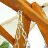 Outsunny 3 Seater Garden Swing Seat with Canopy, Wooden Swing Chair, Outdoor Hammock Bench for Balcony Patio Porch, Cream White