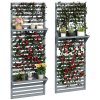 Outsunny Set of 2 Wall Mounted Plant Stand with Trellis, 170cm Wooden Plant Rack with Hanging Planter Shelves and Slatted Trellis for Climbing Plants, for Patio, Balcony, Porch, Grey