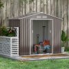 Outsunny 7 x 4ft Metal Garden Shed, Outdoor Storage Tool House with Ventilation Slots, Foundation Kit and Lockable Double Doors, Grey