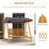 Outsunny 3 Seater Garden Swing Seat Swing Chair Outdoor Wooden Swing Bench Hammock with Adjustable Canopy