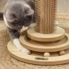 PawHut Cat Scratching Post, 49cm Cat Scratcher with Sisal Post, Interactive Track Ball Toy, Self Grooming Brush, Hanging Toy Ball, Feather, 5 in 1 Small Kitten Cat Scratch post, Oak Tone