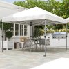 Outsunny 3 x 3(m) Pop Up Gazebo, 1 Person Easay Setup Marquee Party Tent with 1-Button Push, Adjustable Straight Legs, Wheeled Bag, Stakes, Ropes, Sandbags, Instant Shelter, White
