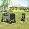 Outsunny Folding Trolley on Wheels, 150L Collapsible Wagon Festival Trolley Cart with Openable Sides, Adjustable Handle and Brakes for Shopping Camping Beach and Garden, Grey