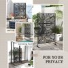 Outsunny Decorative Garden Privacy Screen with Stand, 6.5FT Freestanding Metal Outdoor Divider, Decorative Privacy Panel with Expansion Screws for Garden Pool Hot Tub, Leaf Style, Black