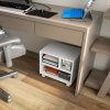 HOMCOM 2-Tier Printer Stand with Storage, Under Desk Printer Cart on Wheels with 3 Compartments, Desktop Printer Table for Home Office, White