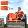 Outsunny 4 Pieces Outdoor PE Rattan Garden Furniture with Cushions, Patio Special Hand Weave Wicker Conservatory Sofa Set with Glass Top Coffee Table, Orange