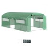Outsunny 6 x 3 x 2m Polytunnel Greenhouse with 3 Roll-up Doors and Mesh Windows, Walk-in Garden Tunnel Warm House Tent with UV-resistant PE Cover and Galvanised Steel Frame, Green