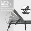 Outsunny Foldable Outdoor PE Rattan Sun Lounger, Patio Wicker Recliners Lounge Chair w/ 5-Level Adjustable Backrest, for Poolside, Garden, Grey