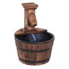 Outsunny Wood Barrel Patio Water Fountain Garden Decorative Ornament Water Feature with Electric Pump