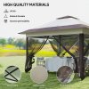 Outsunny 3.6 x 3.6 m Pop up Gazebo with Netting and Wheeled Carry Bag, UPF50+ Height Adjustable Party Tent Instant Canopy Sun Shade Shelter, Khaki