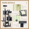 PawHut 177cm Cat Tree for Indoor Cats, Mult-level Kitten Climbing Tower, with Scratching Posts, Two Cat Houses, Perches, Toy Ball - Dark Grey