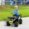 AIYAPLAY 12V Kids Electric Ride on ATV, Battery Powered Quad Bike with 4 Suspension Wheels, Forward Reverse Function, Headlights, Music, Storage Basket, for Ages 3-5 Years, Green